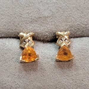 Zales 14K Gold  trillion-cut citrine Triangle Drop Earrings